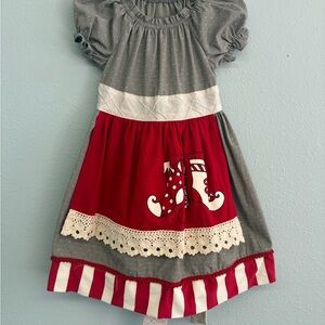 Persnickety Gray and Red Kids Dress with Boot Design